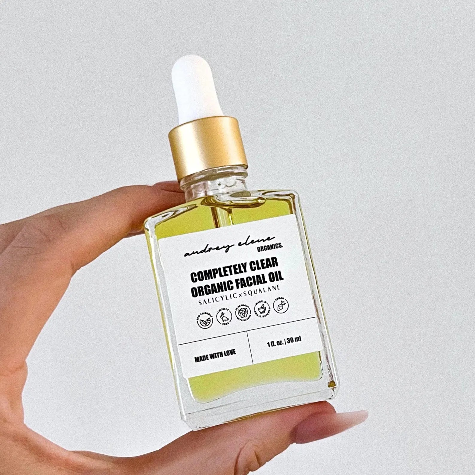 Organic Salicylic Acid and Squalane Facial Oil – Clearing Face Moisturizer for Oily, Acne-Prone Skin