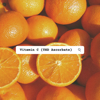Oranges with a focus on vitamin C (THD Ascorbate) text overlay.